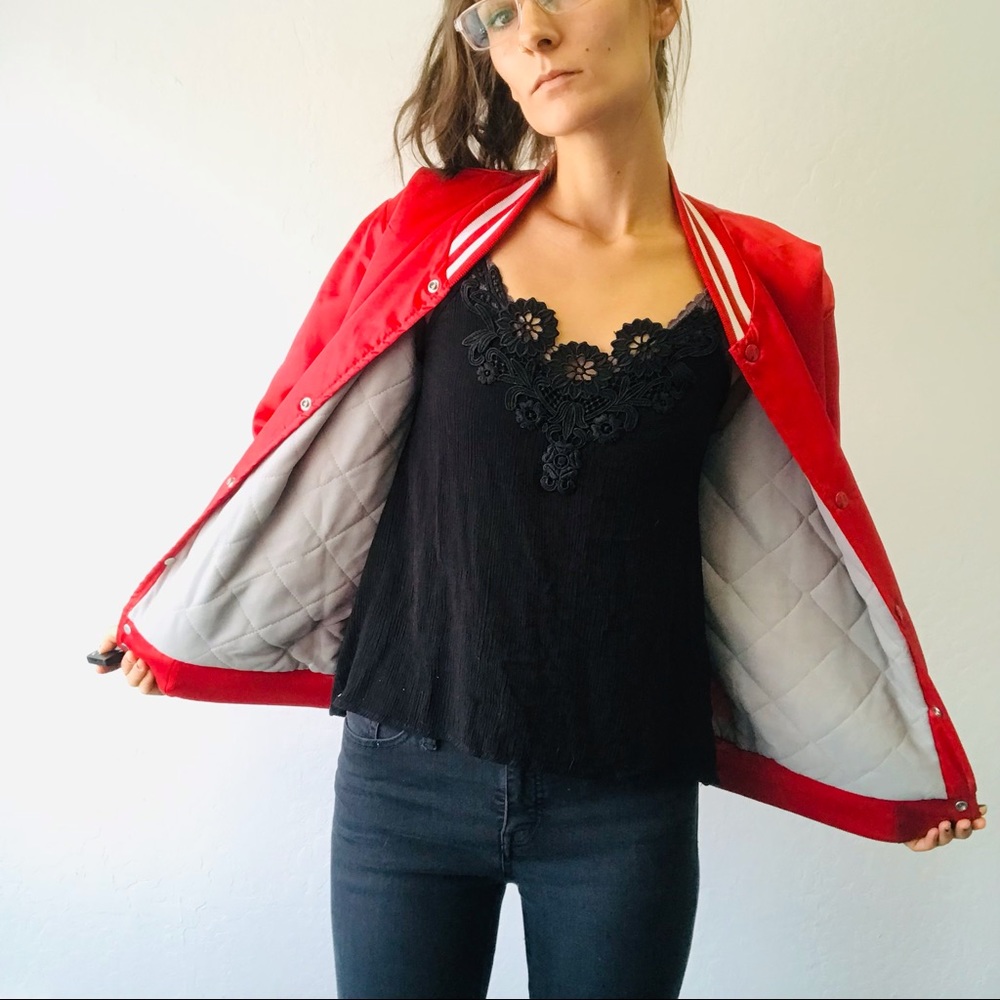 Vintage Red Bomber Jacket - Picture 2 of 13